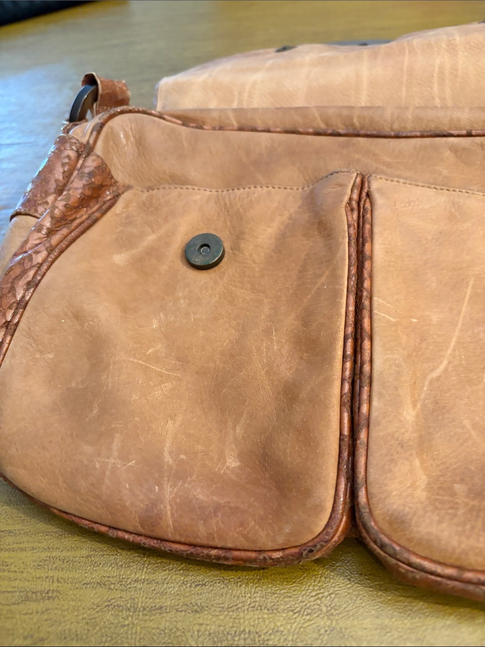 Bally Distressed Leather Crossbody in Tan - Picture 4 of 12